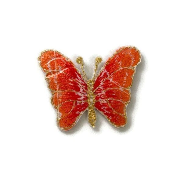 Small Orange Butterfly Embroidered Patch - Picture 3 of 3